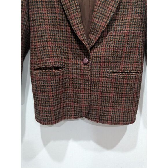 Vintage Giorgio Sant Angelo 100% Wool Houndstooth Preppy Academia Jacket, 10 - Picture 3 of 8